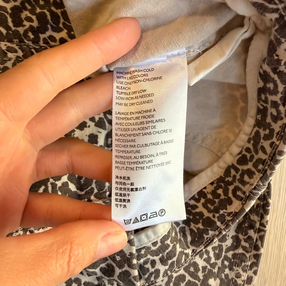 Free People Brown Leopard Print Stretch Denim Mini Skirt Size 6 Full Back Zip - Picture 5 of 8